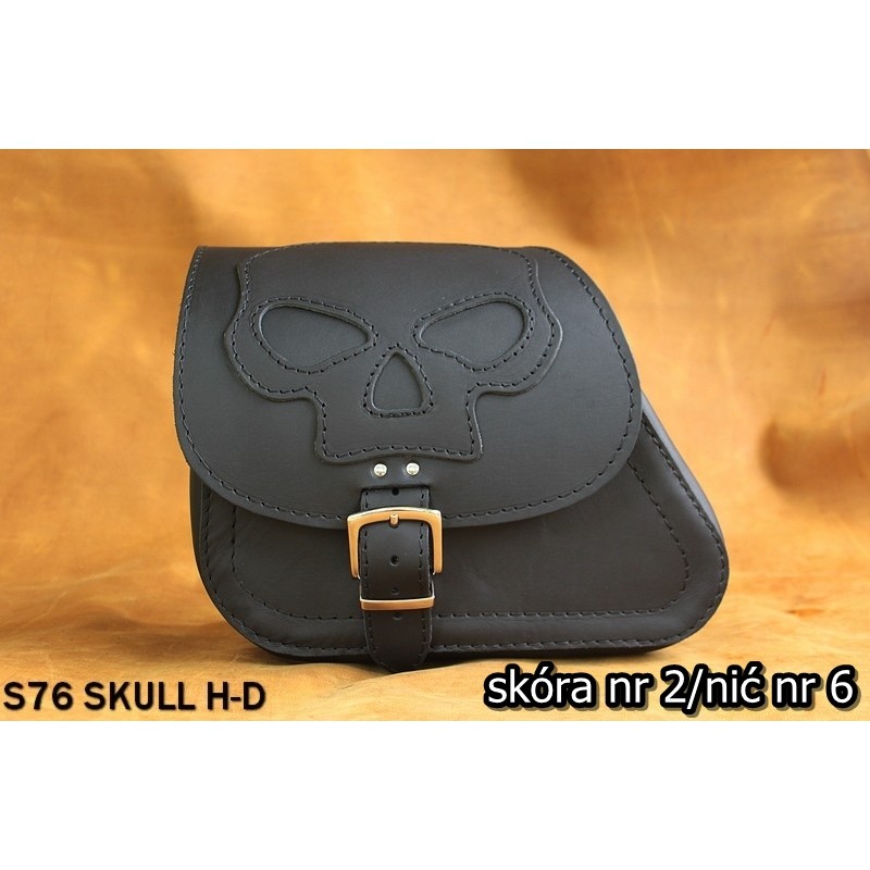 LEATHER SADDLEBAG S76 SKULL H-D SPORTSTER without bracket