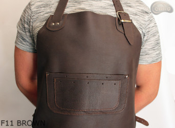 Tablier de protection en cuir F11 BROWN/boucher/soudure/chef/barbecue/serrurier