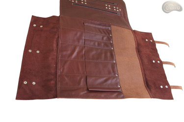 Sac à couteaux / pochette COGNAC AVEC ZIPPE (modèle 3)
