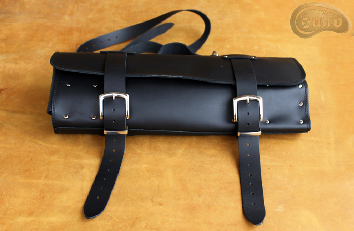 Knife bag / pouch   BLACK GRAIN LEATHER ( model 4)