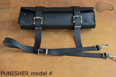 Knife bag / pouch BLACK GRAIN LEATHER PUNISHER( model 4)