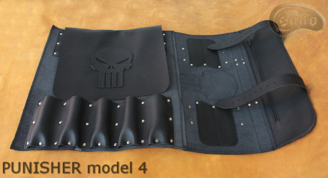 Knife bag / pouch BLACK GRAIN LEATHER PUNISHER( model 4)