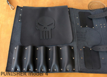 Knife bag / pouch BLACK GRAIN LEATHER PUNISHER( model 4)