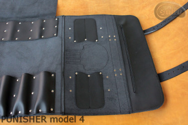 Knife bag / pouch BLACK GRAIN LEATHER PUNISHER( model 4)