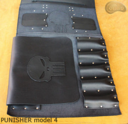 Knife bag / pouch BLACK GRAIN LEATHER PUNISHER( model 4)