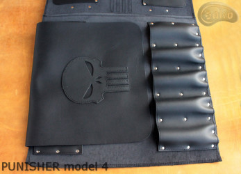 Knife bag / pouch BLACK GRAIN LEATHER PUNISHER( model 4)