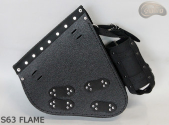 LEATHER SADDLEBAG S63 FLAME H-D SOFTAIL