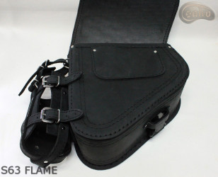 LEATHER SADDLEBAG S63 FLAME H-D SOFTAIL