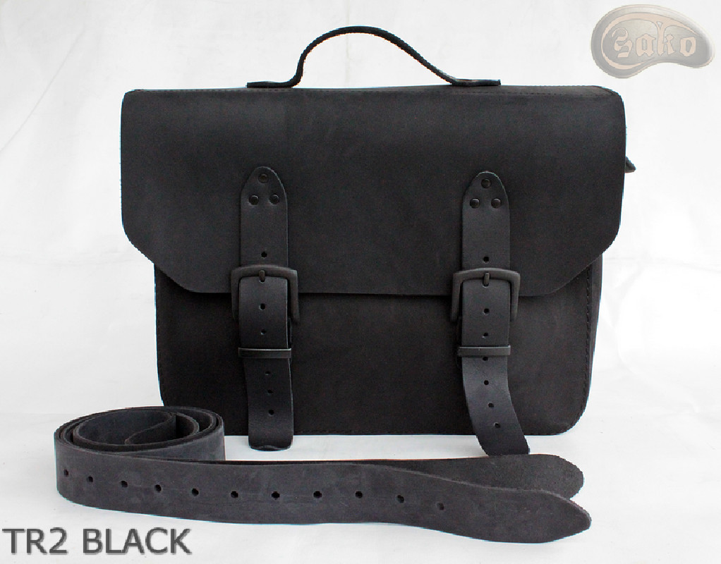 Leather shoulder bag TR2 BLACK