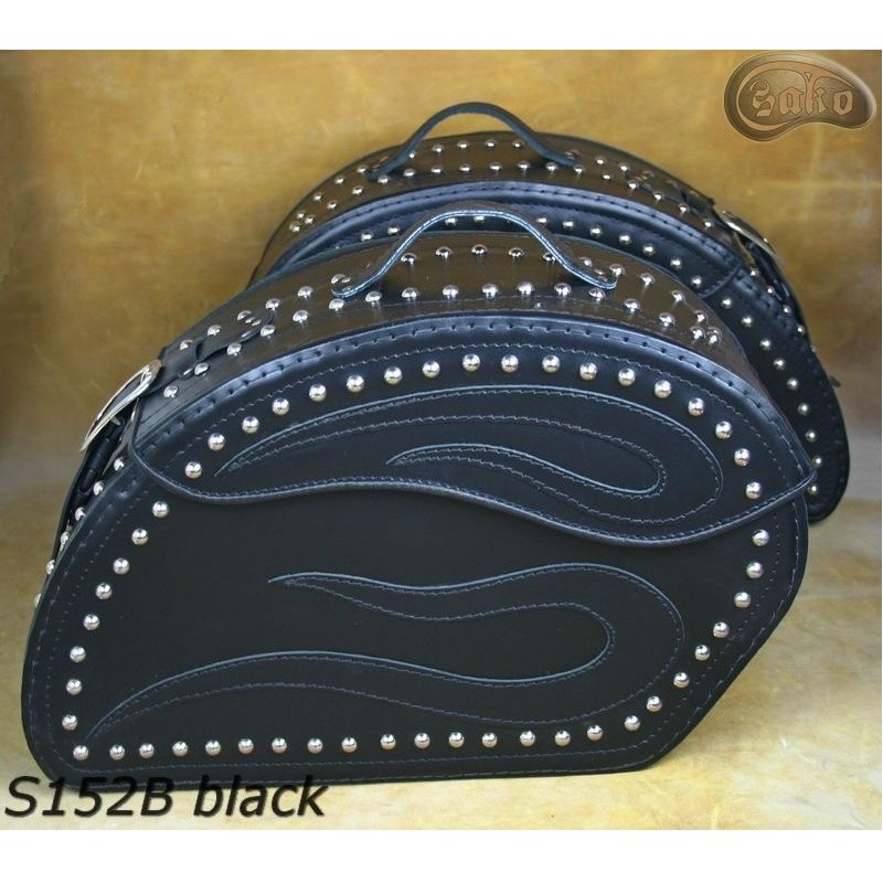 LEATHER SADDLEBAGS S152 BLACK