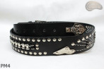 Motorcycle leather trouser belt PM4, length ~ 120,5 cm