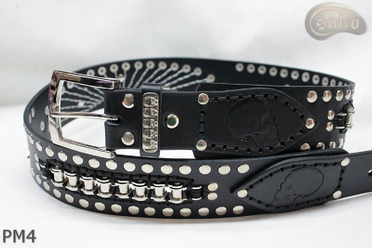 PM4-Ledergürtel für Hosen im Motorradstil Länge ~ 120,5 cm
