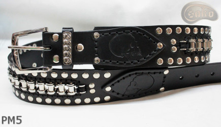 Motorcycle leather trouser belt PM5, length 126 cm