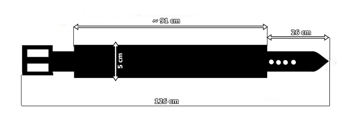 PM5-Ledergürtel für Hosen im Motorradstil Länge ~ 126 cm