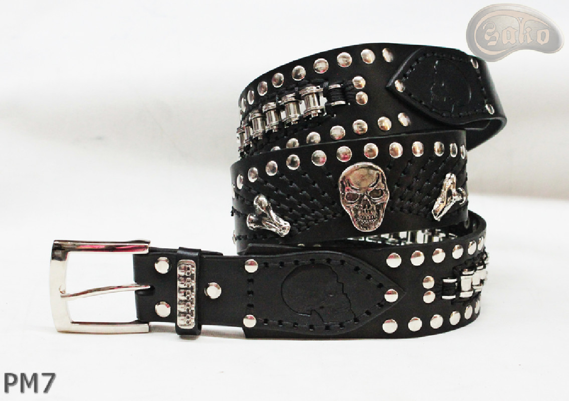 Motorcycle leather trouser belt PM7, length ~ 136 cm