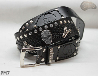 Motorcycle leather trouser belt PM7, length ~ 136 cm