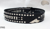 Motorcycle leather trouser belt PM6, length ~ 131 cm