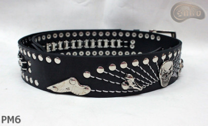 Motorcycle leather trouser belt PM6, length ~ 131 cm