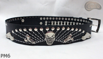 Motorcycle leather trouser belt PM6, length ~ 131 cm