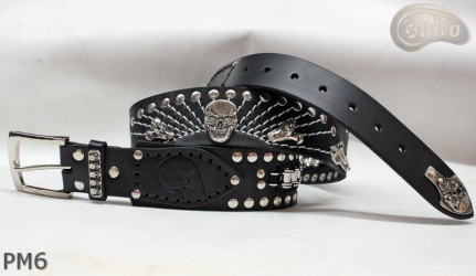 Motorcycle leather trouser belt PM6, length ~ 131 cm