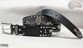 Motorcycle leather trouser belt PM6, length ~ 131 cm