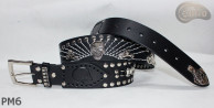 PM6-Ledergürtel für Hosen im Motorradstil Länge ~ 131 cm
