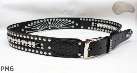 Motorcycle leather trouser belt PM6, length ~ 131 cm