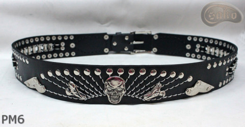 Motorcycle leather trouser belt PM6, length ~ 131 cm