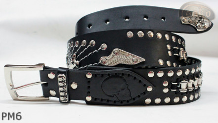 Motorcycle leather trouser belt PM6, length ~ 131 cm