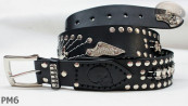 Motorcycle leather trouser belt PM6, length ~ 131 cm