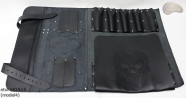 Knife bag / pouch BLACK GRAIN LEATHER SKULLS ( model 4)