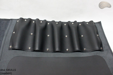 Knife bag / pouch BLACK GRAIN LEATHER SKULLS ( model 4)