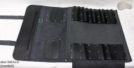 Knife bag / pouch BLACK GRAIN LEATHER SKULLS ( model 4)