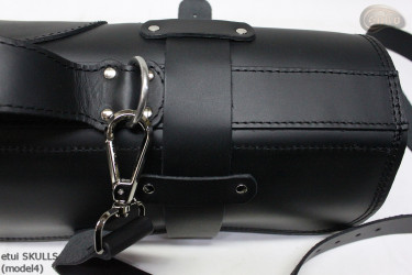 Knife bag / pouch BLACK GRAIN LEATHER SKULLS ( model 4)