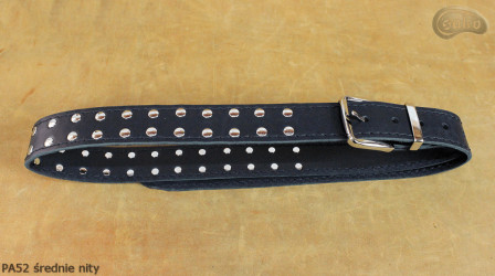 PA52 leather belt with flat decorative rivets