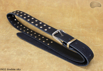 PA52 leather belt with flat decorative rivets