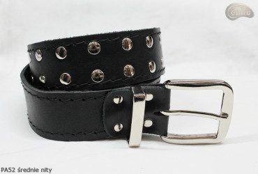PA52 leather belt with flat decorative rivets