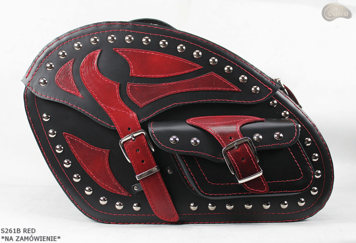 LEATHER SADDLEBAGS S261 RED *TO ORDER*