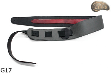 Sangle pour guitare G17 RED en cuir, sangle double face pour guitare basse électrique