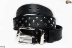 PA53 leather belt with flat decorative rivets