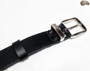 PA53 leather belt with flat decorative rivets