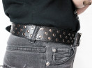 PA53 leather belt with flat decorative rivets