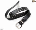 PA54 leather belt with flat decorative rivets