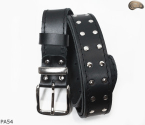 PA54 leather belt with flat decorative rivets