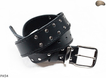 PA54 leather belt with flat decorative rivets