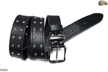 PA54 leather belt with flat decorative rivets