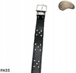 PA55 leather belt with flat decorative rivets