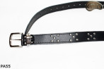 PA55 leather belt with flat decorative rivets
