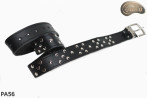 PA56 leather belt with flat decorative rivets
