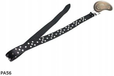 PA56 leather belt with flat decorative rivets